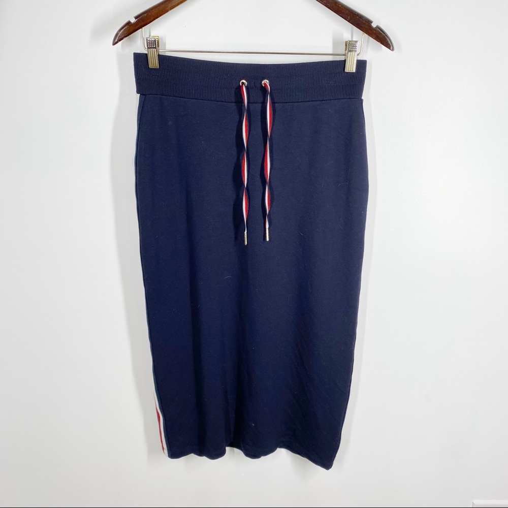 Tommy Hilfiger Navy Blue Knit MIDI Skirt Small